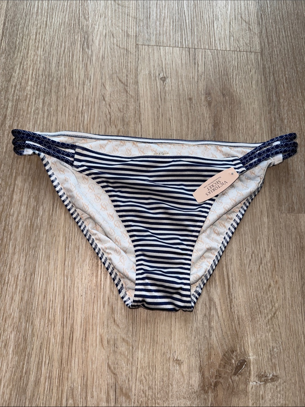 Victoria's Secret Navy & White Striped Bikini Bottom